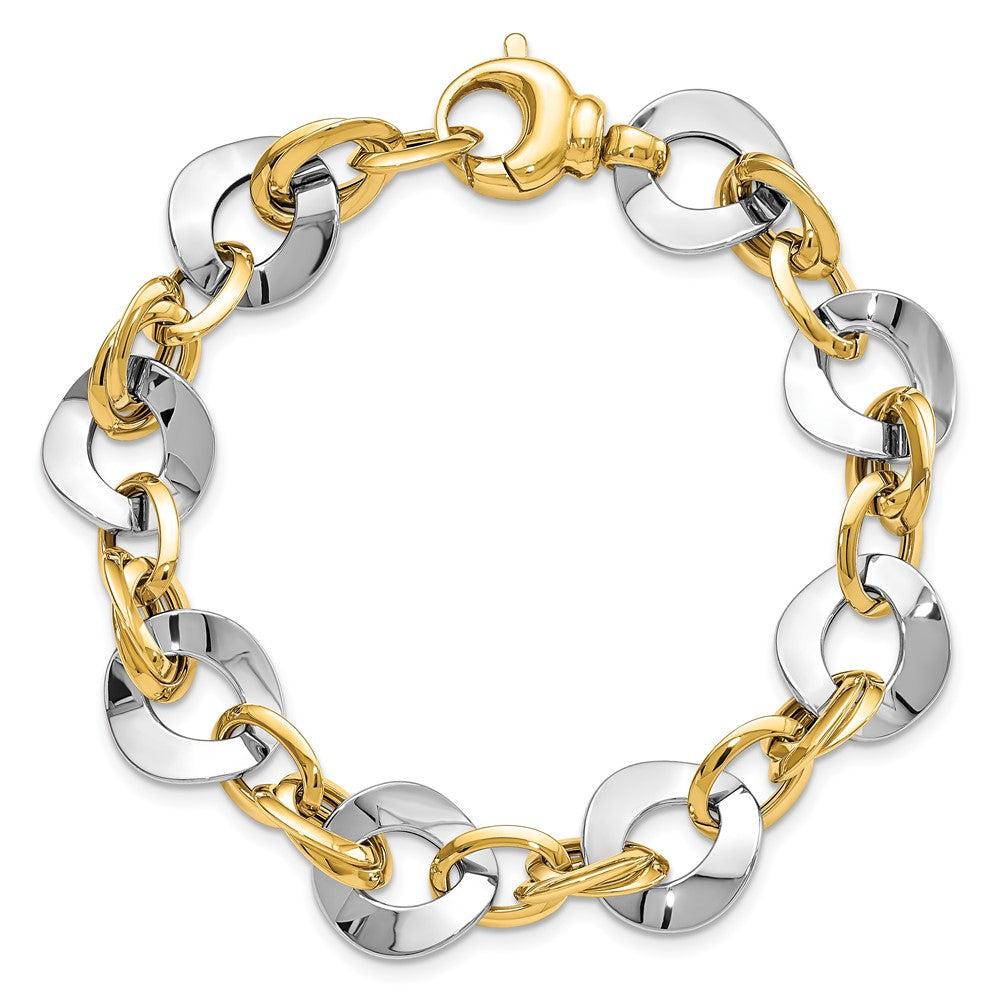 8 Inch 14K Two-Tone Polished Fancy Link Bracelet