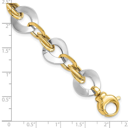 8 Inch 14K Two-Tone Polished Fancy Link Bracelet