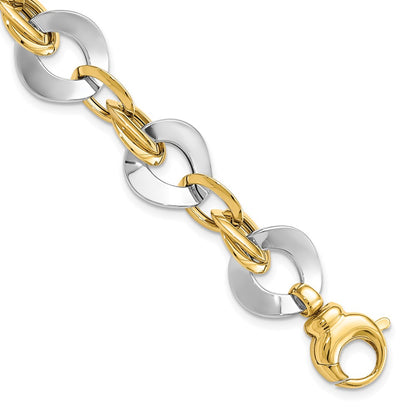 8 Inch 14K Two-Tone Polished Fancy Link Bracelet