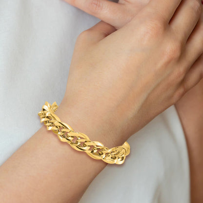14K Yellow Gold Polished Fancy Link 7.5 Inch Bracelet