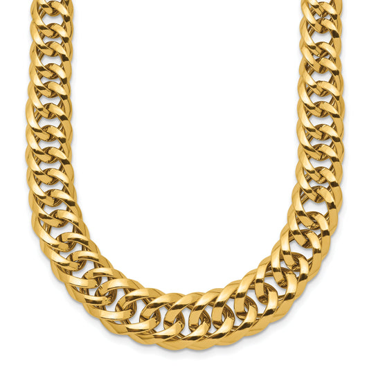 18 Inch 14K Polished Fancy Graduated Curb Chain Necklace