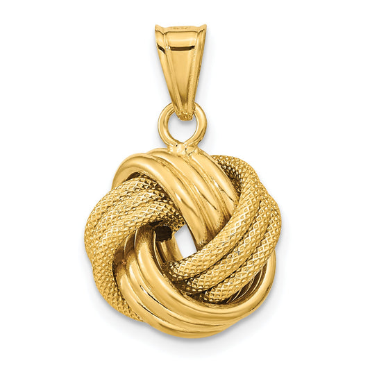 14K Yellow Gold Polished Textured Love Knot Pendant