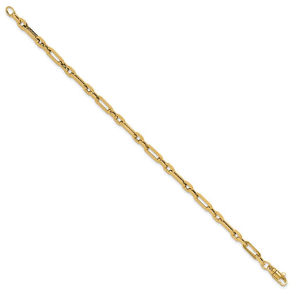 7.5 Inch 14K Gold Polished Fancy Link Bracelet