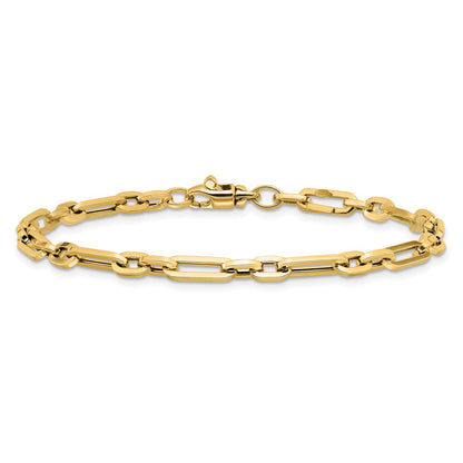 7.5 Inch 14K Gold Polished Fancy Link Bracelet