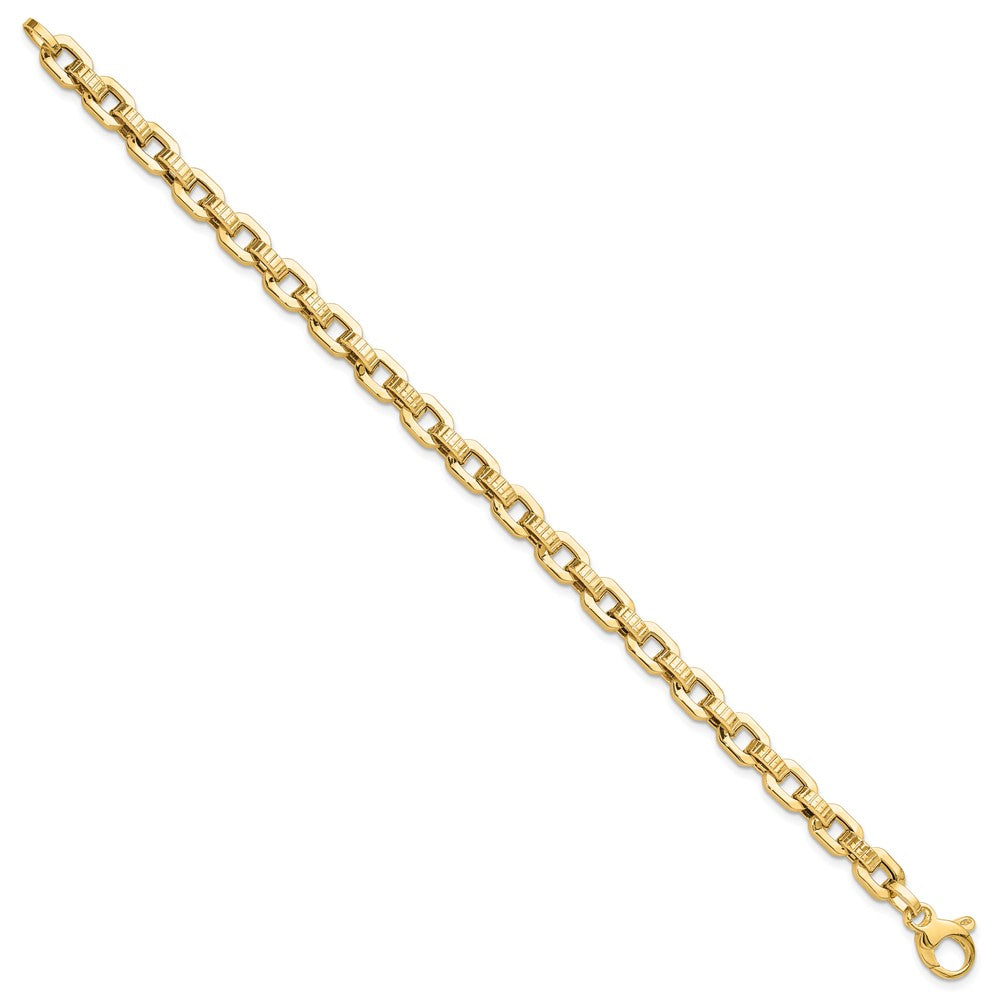 7.5 Inch 14K Gold Polished & Textured Fancy Link Bracelet