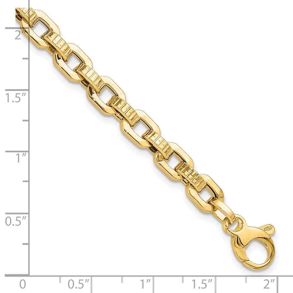 7.5 Inch 14K Gold Polished & Textured Fancy Link Bracelet