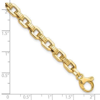 7.5 Inch 14K Gold Polished & Textured Fancy Link Bracelet