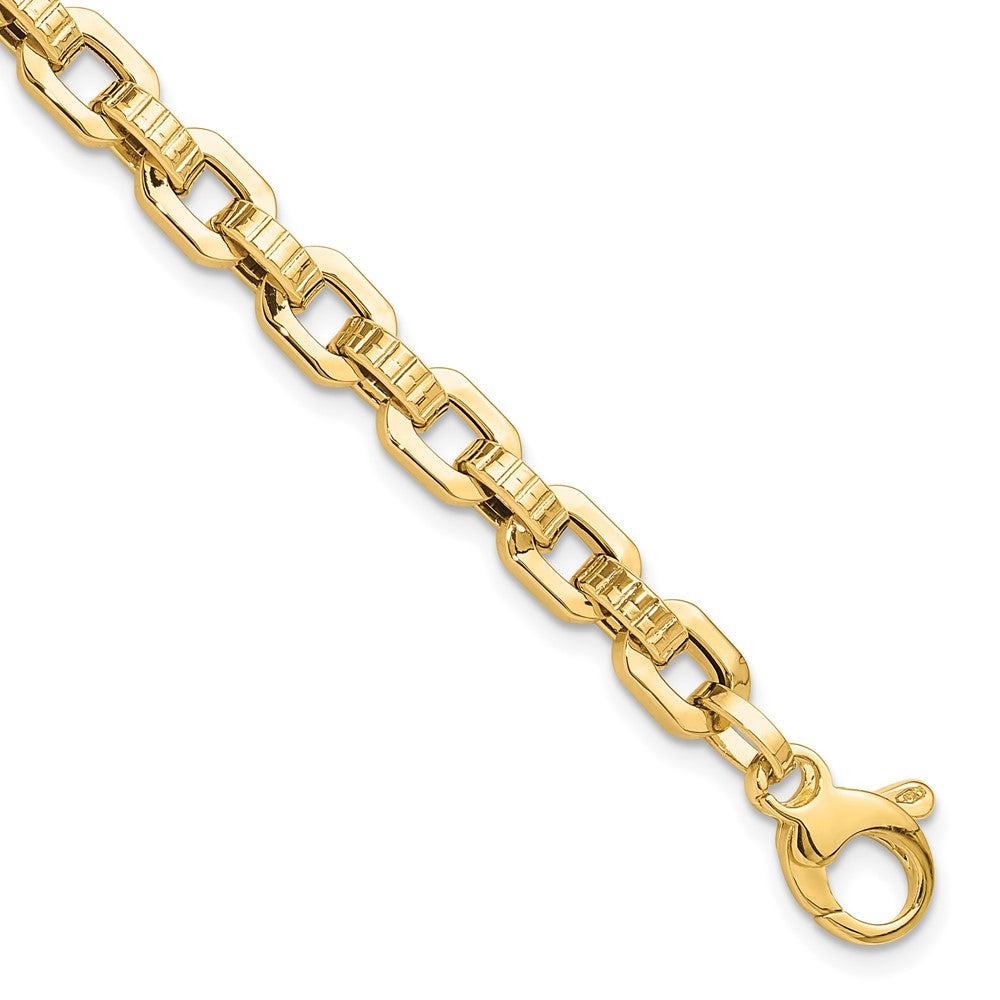 7.5 Inch 14K Gold Polished & Textured Fancy Link Bracelet
