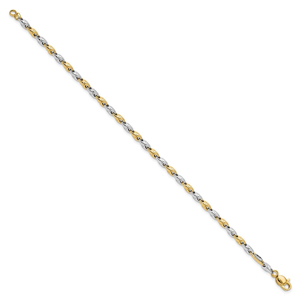 7.5 Inch 14K Two-Tone Polished Fancy Link Bracelet