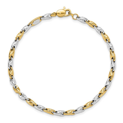 7.5 Inch 14K Two-Tone Polished Fancy Link Bracelet