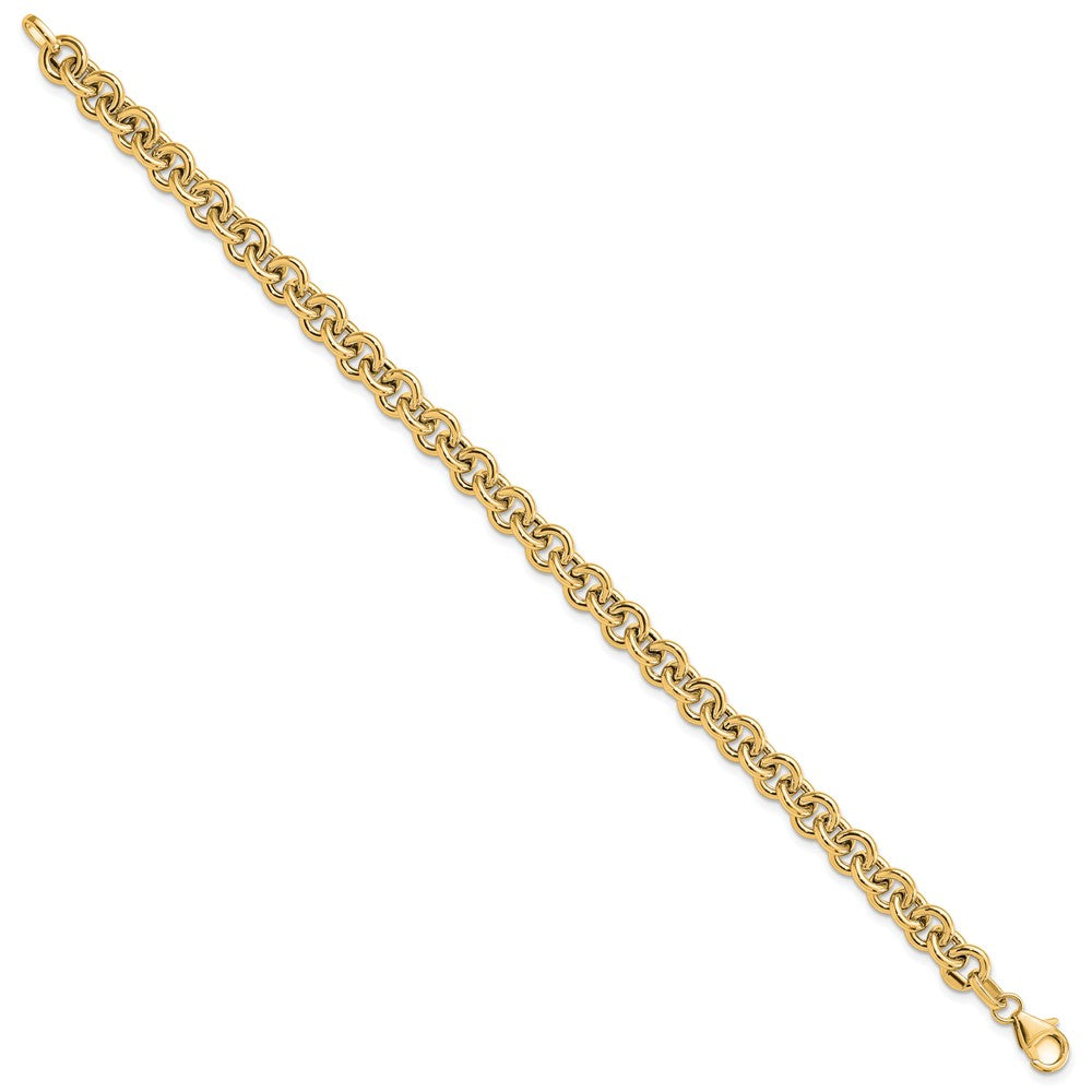 7.75 Inch 14K Polished Fancy 6.5mm Rolo Link Bracelet