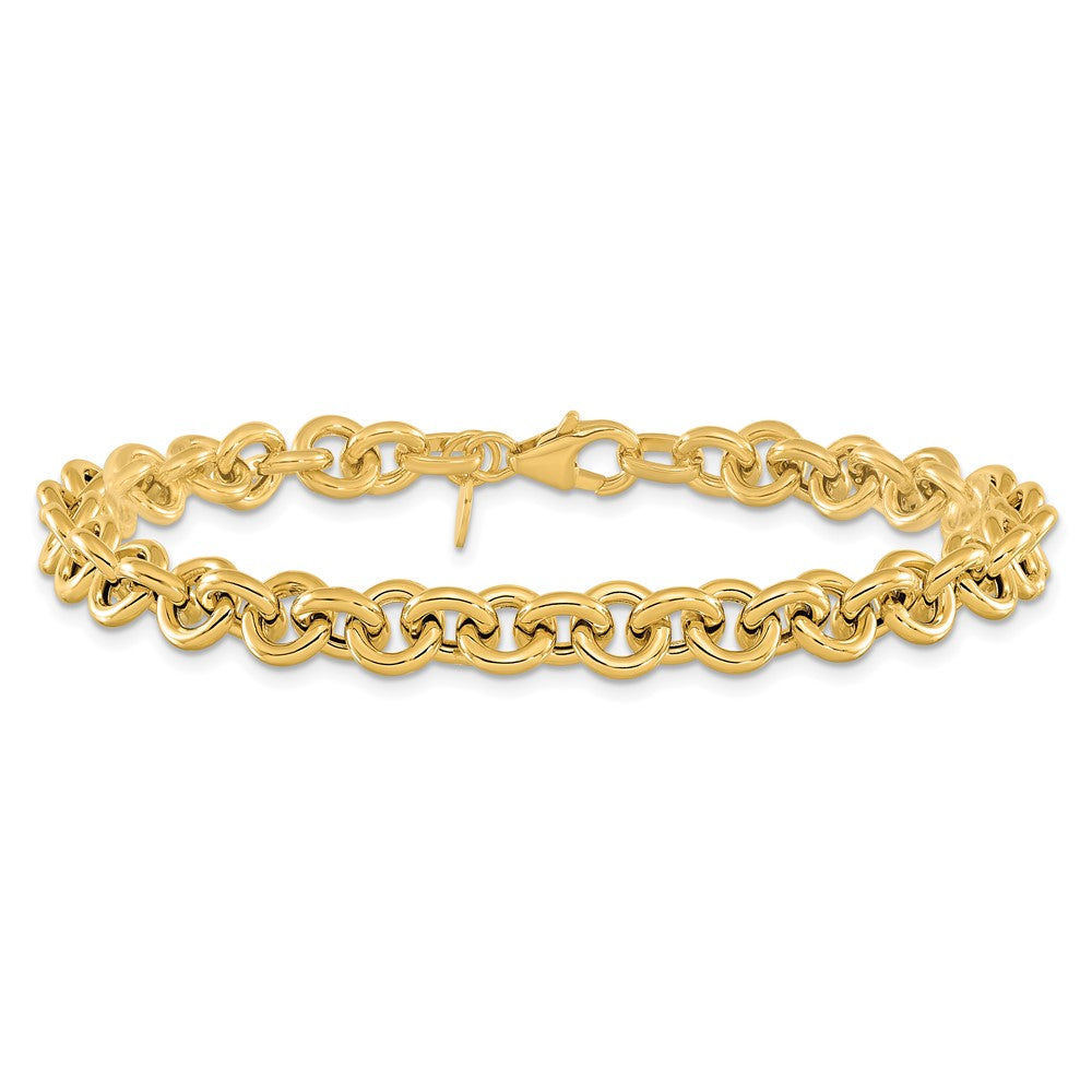 7.75 Inch 14K Polished Fancy 6.5mm Rolo Link Bracelet