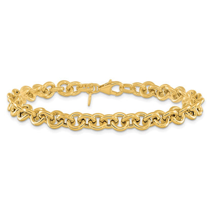 7.75 Inch 14K Polished Fancy 6.5mm Rolo Link Bracelet