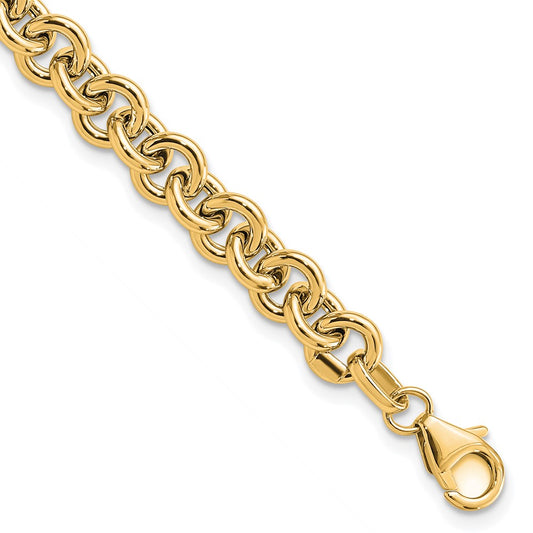 7.75 Inch 14K Polished Fancy 6.5mm Rolo Link Bracelet