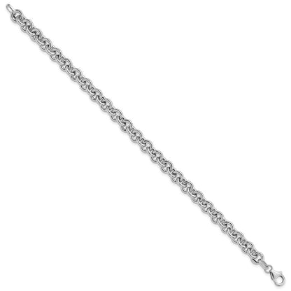 7.75 Inch 14K White Polished Fancy 6.5mm Rolo Link Bracelet