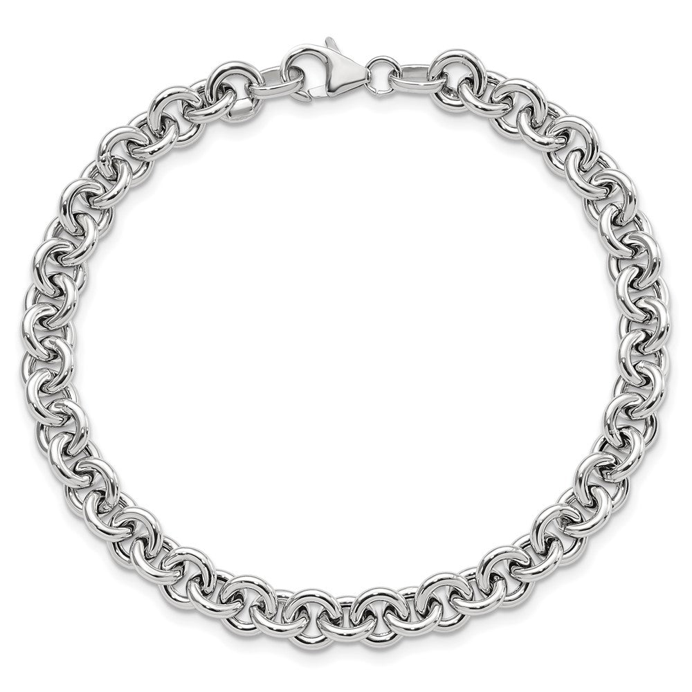 7.75 Inch 14K White Polished Fancy 6.5mm Rolo Link Bracelet
