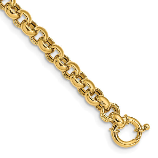 7.5 Inch 14K Polished Fancy Rolo Link Bracelet