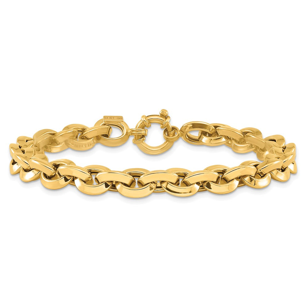 8 Inch 14K Polished Fancy Knife-Edge Rolo Link Bracelet