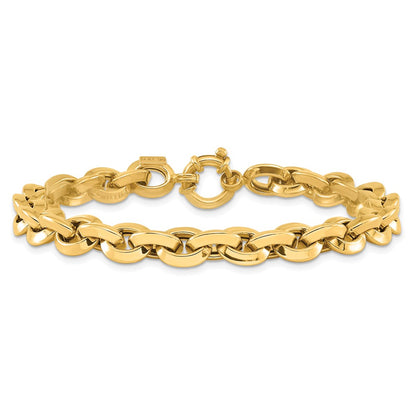 8 Inch 14K Polished Fancy Knife-Edge Rolo Link Bracelet