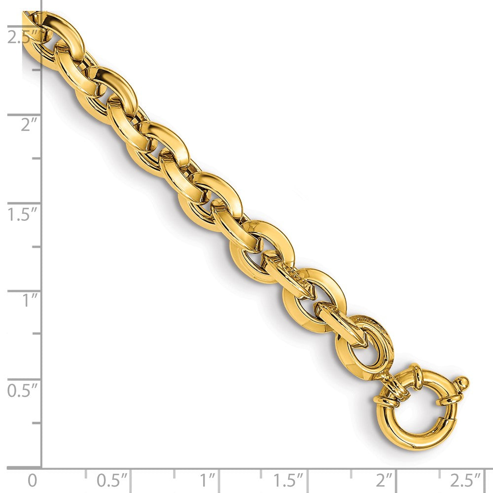 8 Inch 14K Polished Fancy Knife-Edge Rolo Link Bracelet