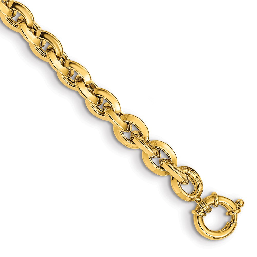 8 Inch 14K Polished Fancy Knife-Edge Rolo Link Bracelet