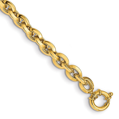 8 Inch 14K Polished Fancy Knife-Edge Rolo Link Bracelet