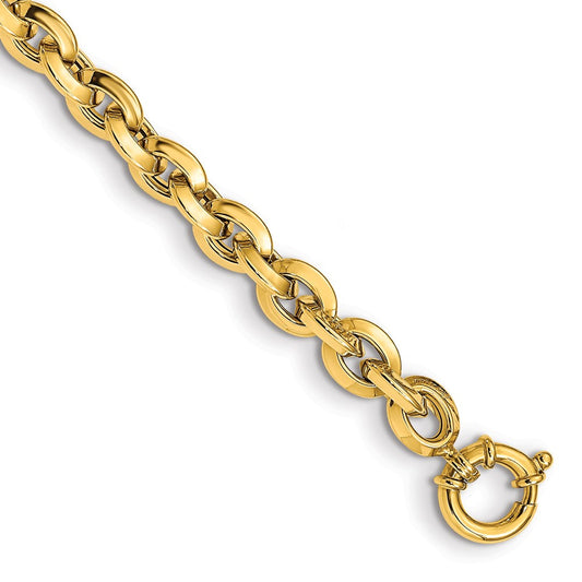 8 Inch 14K Polished Fancy Knife-Edge Rolo Link Bracelet