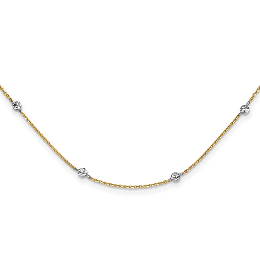 14K Yellow & Rhodium White Polished D/C Necklace
