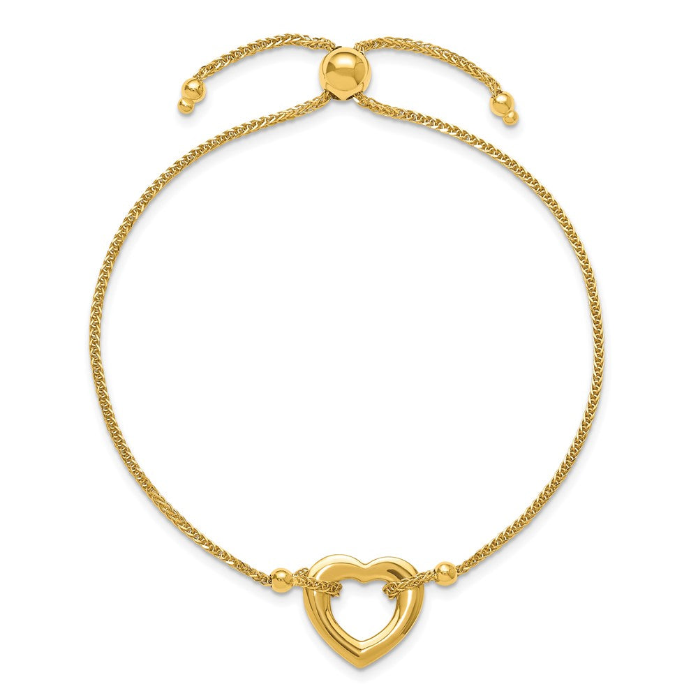 14K Yellow Gold Heart Adjustable Bracelet
