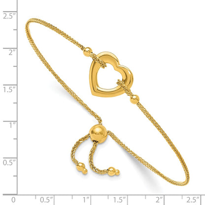 14K Yellow Gold Heart Adjustable Bracelet
