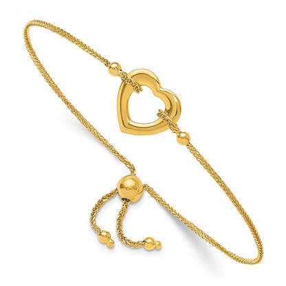 14K Yellow Gold Heart Adjustable Bracelet