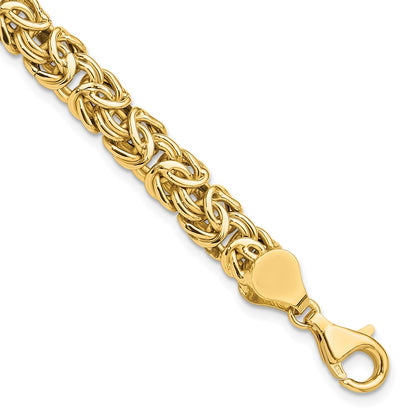8 Inch 14K Polished Fancy Byzantine Link Bracelet
