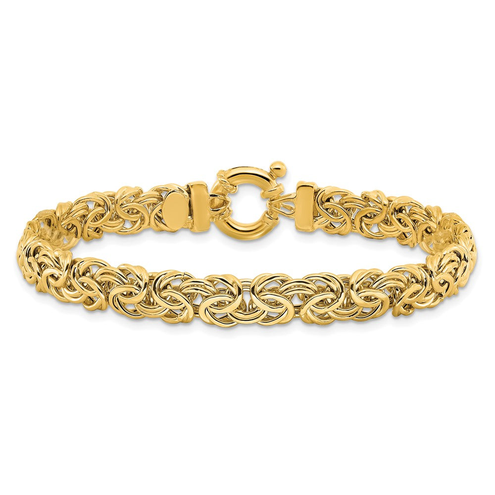 7.5 Inch 14K Fancy 7mm Flat Byzantine Bracelet
