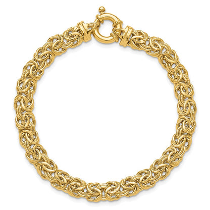 7.5 Inch 14K Fancy 7mm Flat Byzantine Bracelet