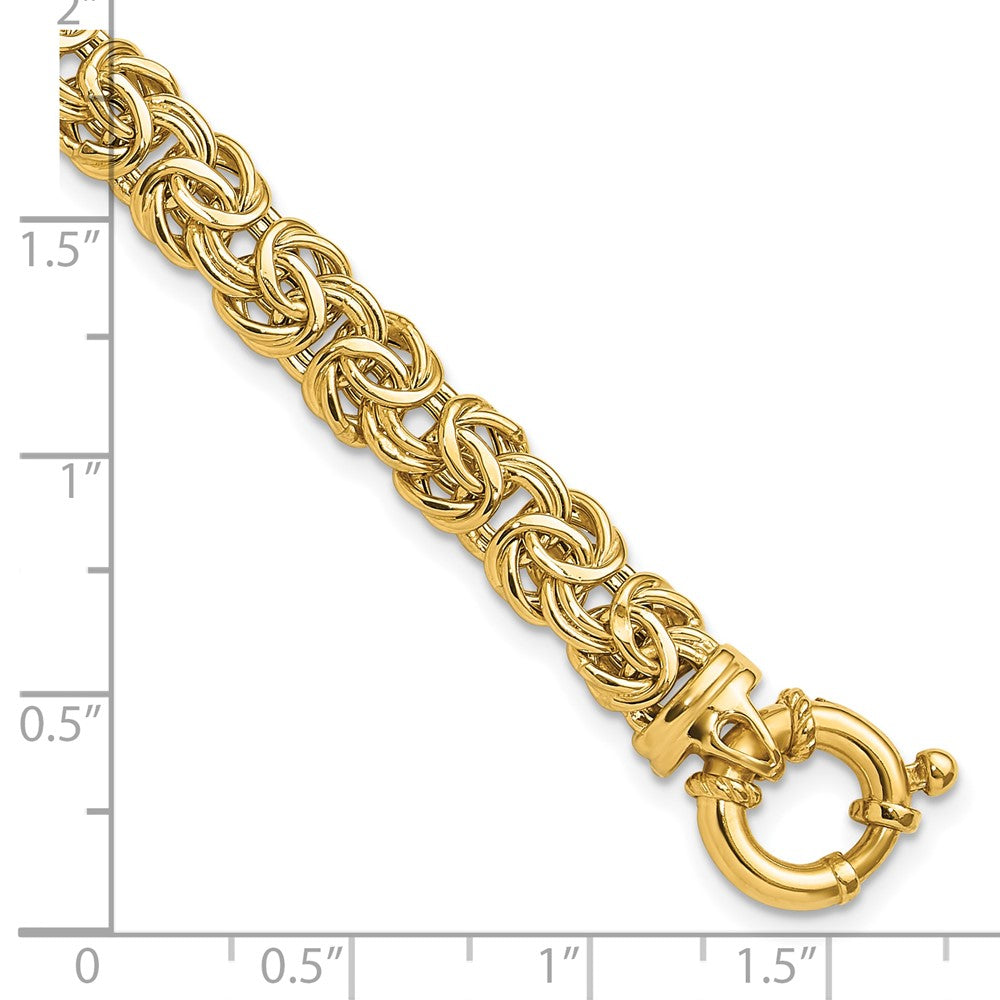 7.5 Inch 14K Fancy 7mm Flat Byzantine Bracelet