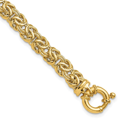 7.5 Inch 14K Fancy 7mm Flat Byzantine Bracelet