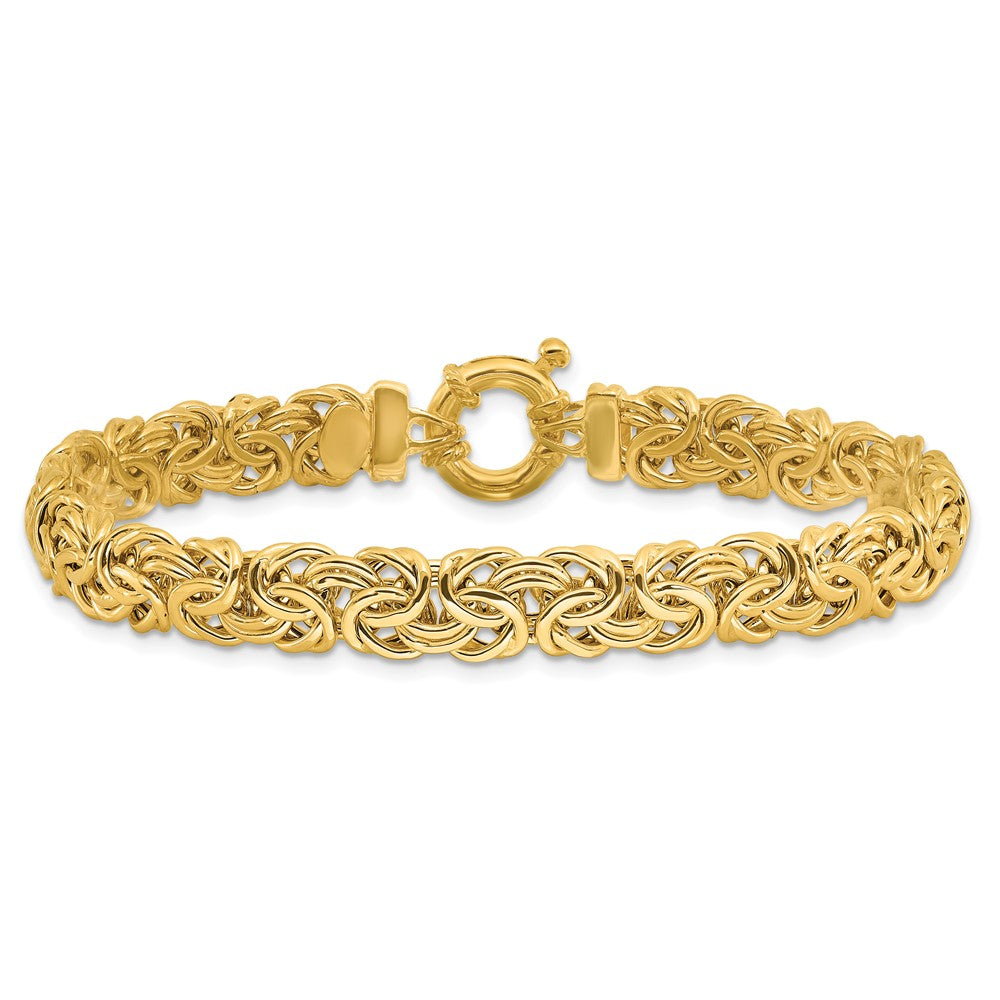 7.5 Inch 14K Fancy 8mm Flat Byzantine Bracelet