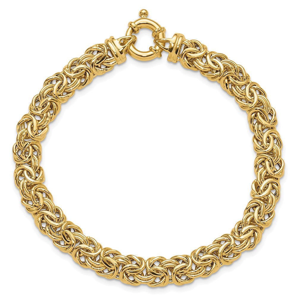 7.5 Inch 14K Fancy 8mm Flat Byzantine Bracelet