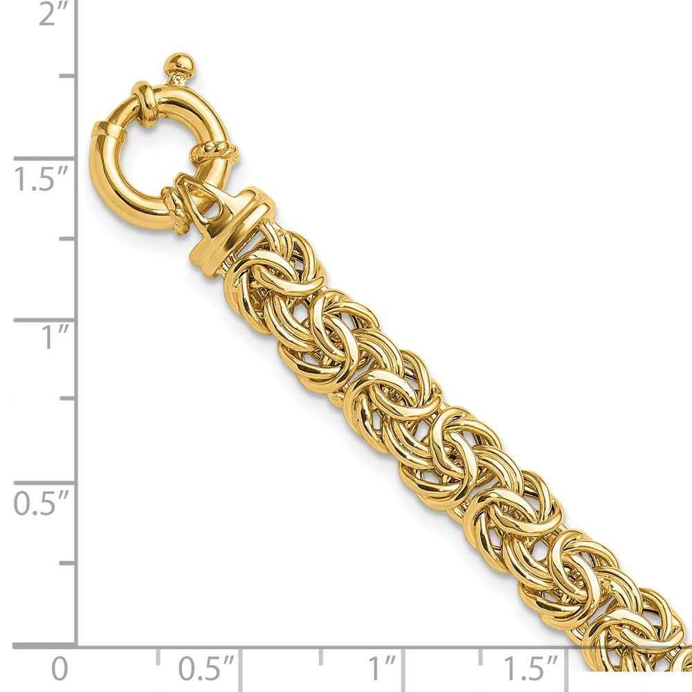 7.5 Inch 14K Fancy 8mm Flat Byzantine Bracelet