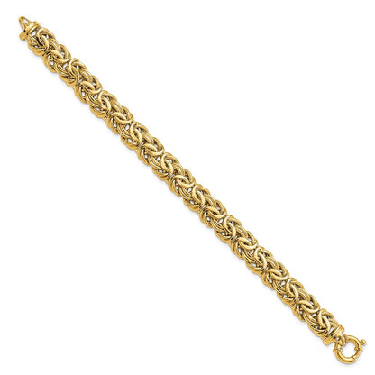 7.5 Inch 14K Fancy 11mm Flat Byzantine Bracelet