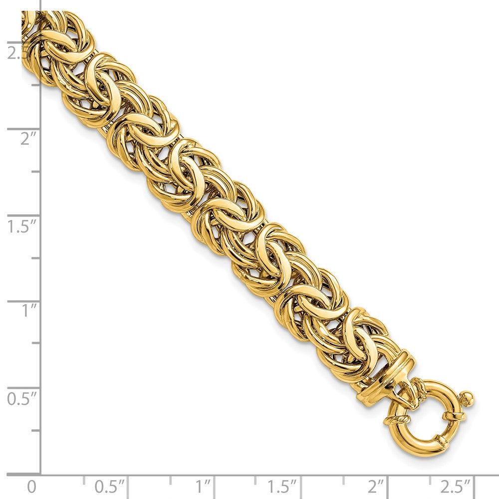 7.5 Inch 14K Fancy 11mm Flat Byzantine Bracelet