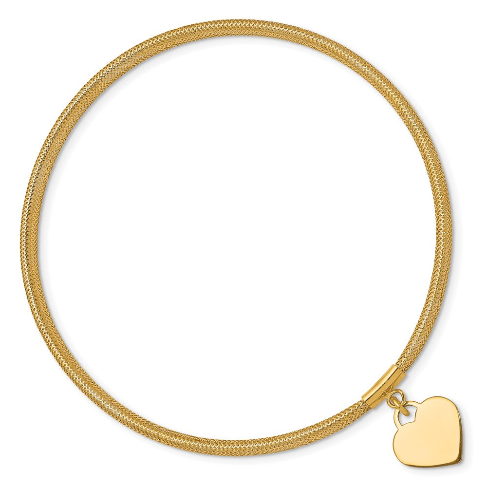 14K Yellow Gold Heart Stretch Mesh Bracelet