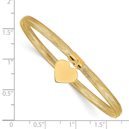 14K Yellow Gold Heart Stretch Mesh Bracelet