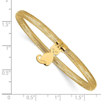 14K Yellow Gold Cat Stretch Mesh Bracelet