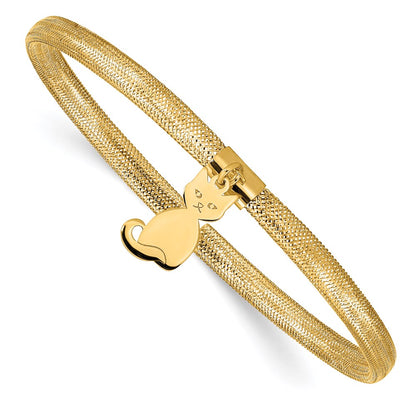 14K Yellow Gold Cat Stretch Mesh Bracelet