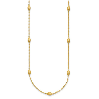 14K Yellow Gold Diamond-Cut W/Satin Oval Beads Necklace