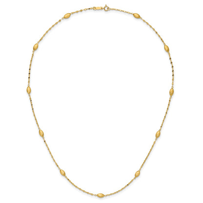 14K Yellow Gold Diamond-Cut W/Satin Oval Beads Necklace