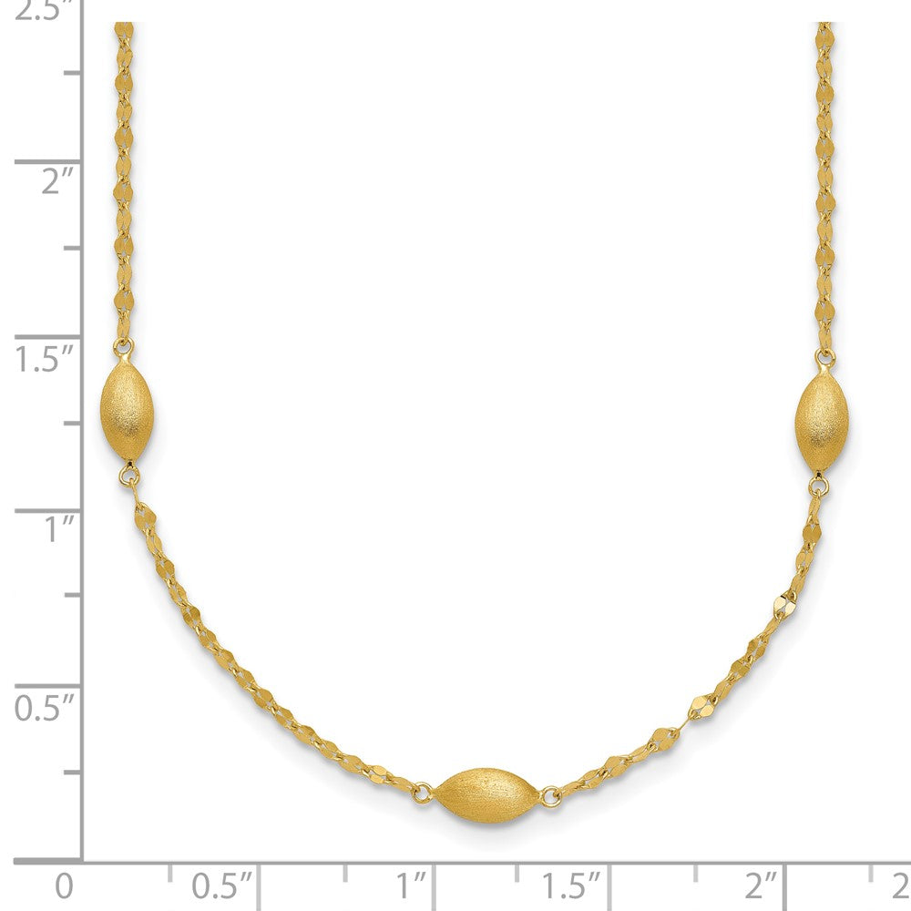 14K Yellow Gold Diamond-Cut W/Satin Oval Beads Necklace
