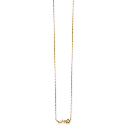 14K Yellow Gold Diamond-Cut Star Cz With 2In Ext Necklace