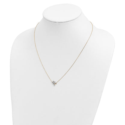 14K Yellow Gold Stars Cz Dangle With 2In Ext Necklace